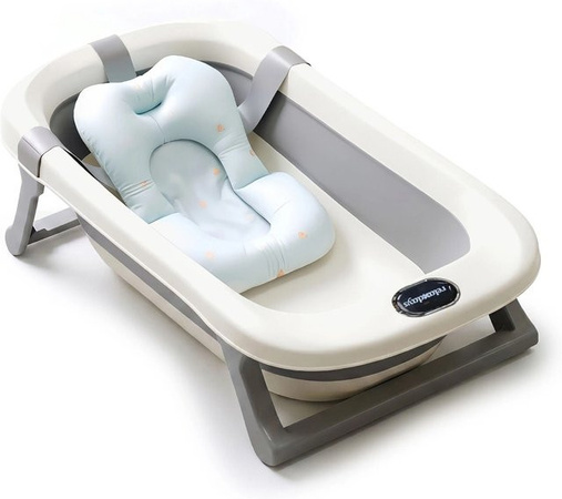 Relaxdays Babybadewanne klappbar in Cremeweiß und Grau mit Kissen und Rutschfestigkeit, B/T/H: 78 x 50 x 20 cm