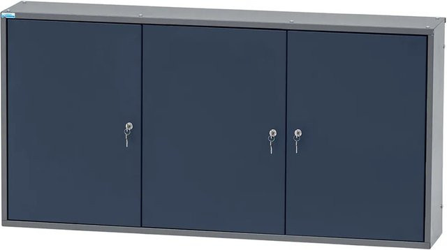 Küpper Hängeschrank 3-Türig mit 18 Sichtboxen, Blau, B: 120 cm, H: 60 cm, T: 20 cm - Bild 1