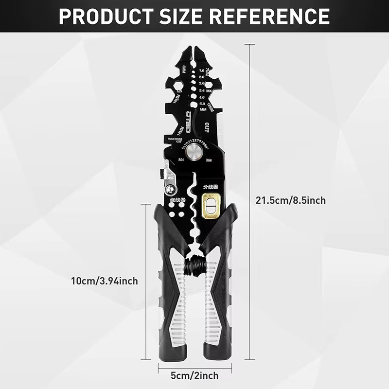 Multifunktionale Abisolierzange LUCHSHIY Elektro-Abisolierzange als Multi Tool für Drahtreparaturen in Schwarz - Bild 3