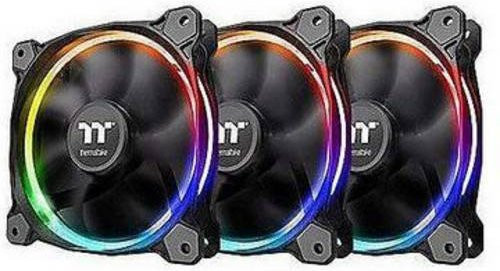 Thermaltake Riing 12 RGB Sync 3er Pack PC-Gehäuse-Lüfter Schwarz mit Multicolour LED-Beleuchtung B/H/T: 120 x 120 x 25 mm - Bild 1
