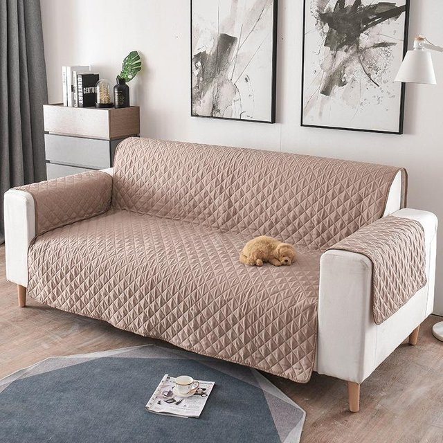 FebEr Sofabezug aus Mikrofaser für Hunde und Haustiere, wasserabweisend und waschbar, Beige, Breite: 130 cm, Tiefe: 195 cm - Bild 1