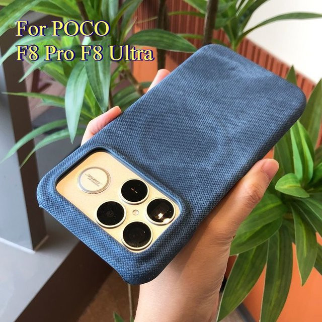 Hautfreundliche Business-Schaffell-Schutzhülle für Xiaomi POCO F8 Ultra und F8 Pro in Blau mit starker magnetischer Aufladung und Anti-Fingerprint-Funktion - Bild 1
