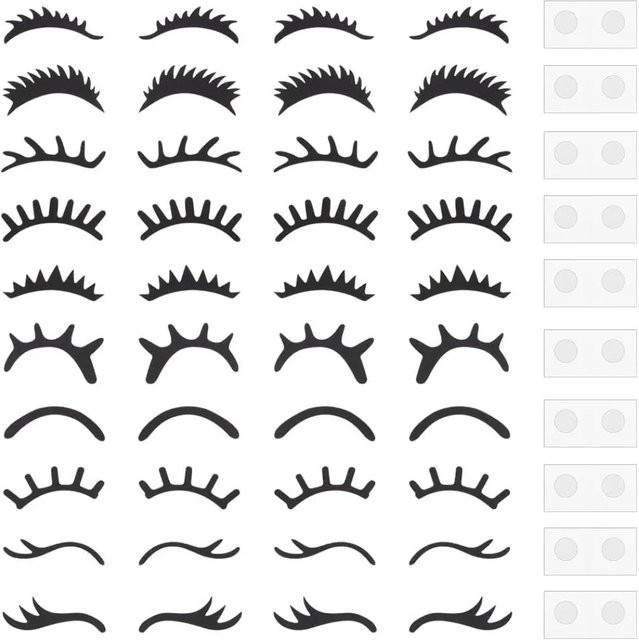 20 Sets Wimpern-Patches in Schwarz aus Filztuch mit 10 verschiedenen Stilen für Bastelarbeiten und Applikationen - Bild 1