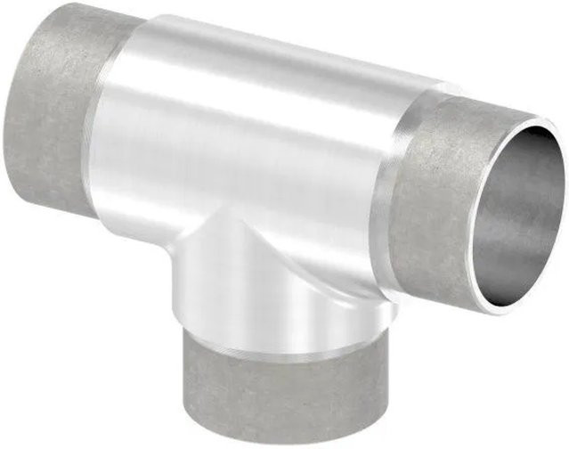 FeNau T-Stück aus V2A Edelstahl in Silber für Rohr Ø 42,4 mm und 2,0 mm Wandstärke zum Stecken - Bild 1