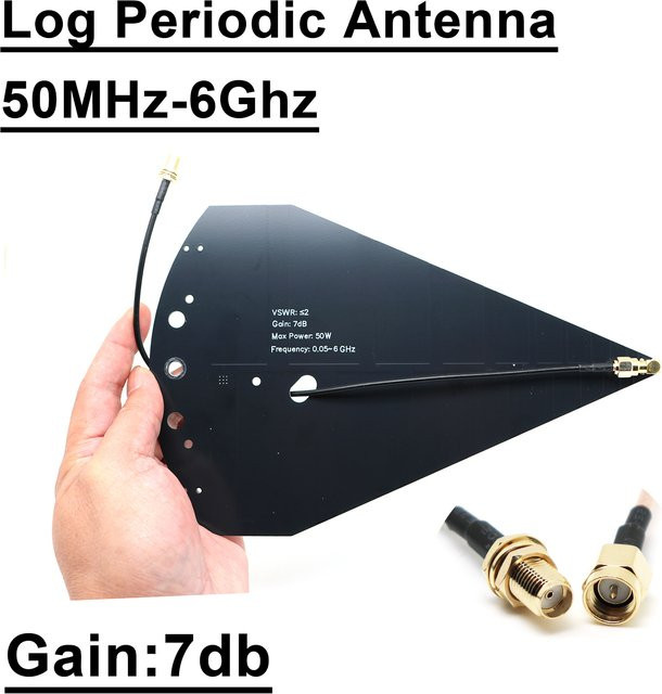 Dykbcells Logarithmisch-Periodische Richtantenne 50MHz-6000MHz mit LNA RF-Leistungsverstärker für 1,2G, 1,5G, 2,4GHz, 5G, 5,8GHz in Schwarz - Bild 1