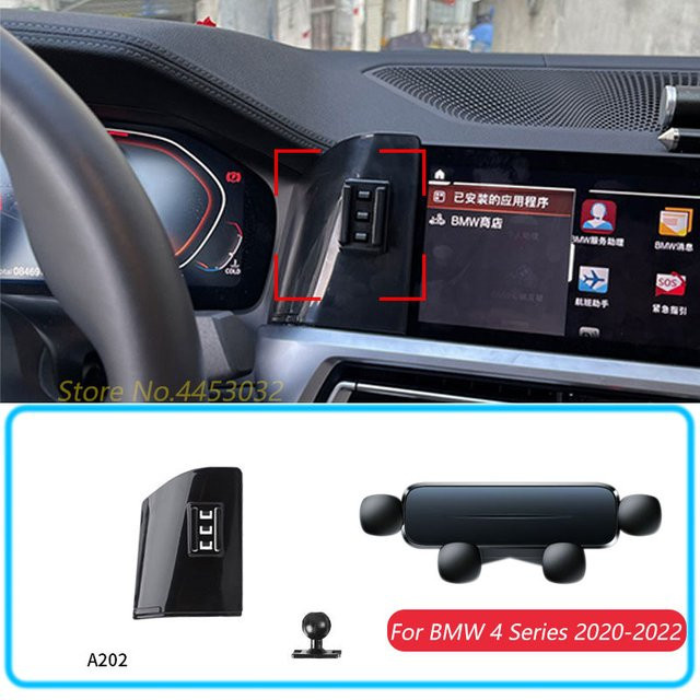 Auto Telefon Halterung für BMW G22 4er (2020-2022) Schwerkraft-Handyhalterung mit GPS-Unterstützung in Schwarz - Bild 1