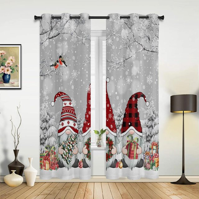 Weihnachts-Fensterdekoration mit Schneemann und Schneeflocken in Rosa, halbtransparentes Vorhang-Ornament für Wohnzimmer, Küche und Schlafzimmer, B: 135 cm, H: 60 cm - Bild 1