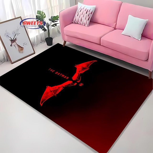 Karpetti DC Batman Logo Teppich Schwarz, Rutschfeste Bodenteppich für Wohnzimmer und Kinderzimmer, Breite: 80 cm, Tiefe: 120 cm - Bild 1