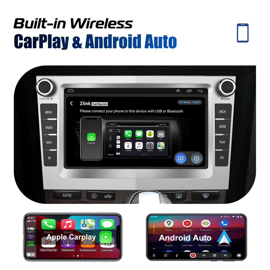 ESSGOO Android 14 Auto Stereo Radio mit CarPlay und Android Auto, 4+64GB, GPS, DAB, Silber, passend für Opel Astra G H C, Corsa C D und Vectra - Bild 2