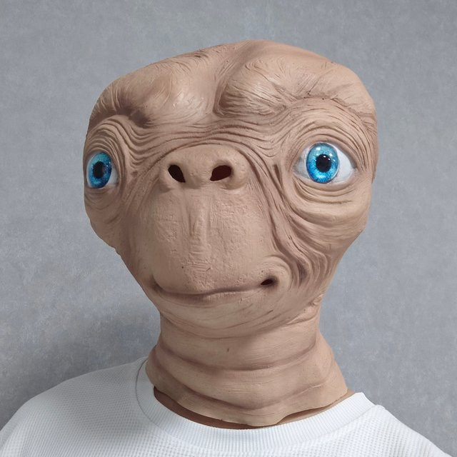 patygr E.T. Alien Latexmaske, Vollkopfmaske, Weltraum, Braun - Bild 1