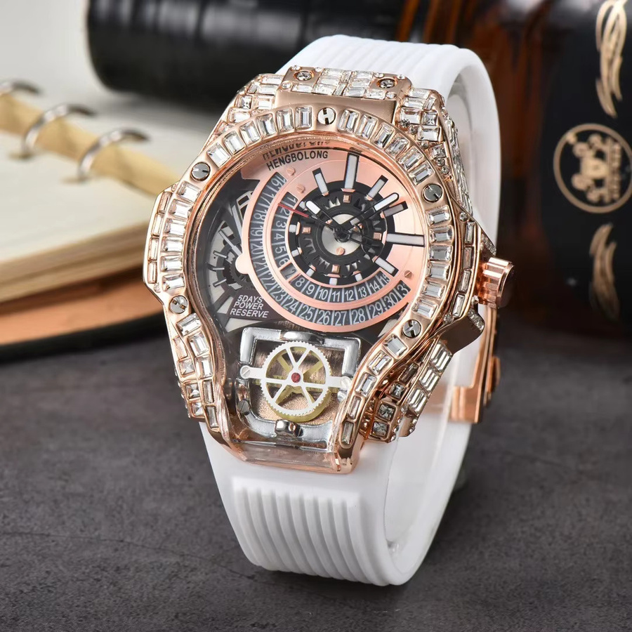 STARPERISH Armbanduhr, Quarz, Edelstahl, Kautschuk, Diamantbesetzt, Herren - Bild 1