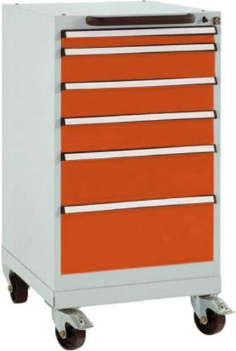 Manuflex BASETEC Schubfachschrank SP1108.2001 mobil, 6 Schubfächer, Stahl, rotorange RAL 2001, Nutzhöhe: 70 cm - Bild 1