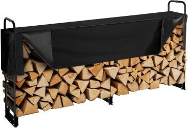 VEVOR Kaminholzregal aus Stahl mit wasserdichter Abdeckung, Schwarz, B/T/H: 259 x 36 x 117 cm - Bild 1