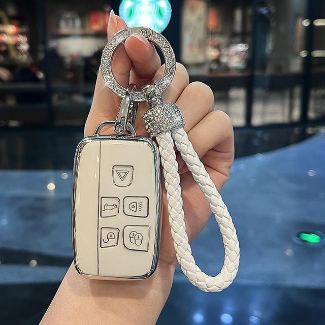 Beige TPU Autoschlüsselhülle für Land Rover Sport Evoque Range Rover Velar Discovery 5 und Jaguar XE XF E-Pace F-Pace A9 A8 X8 XJ XFL XJL - Bild 1