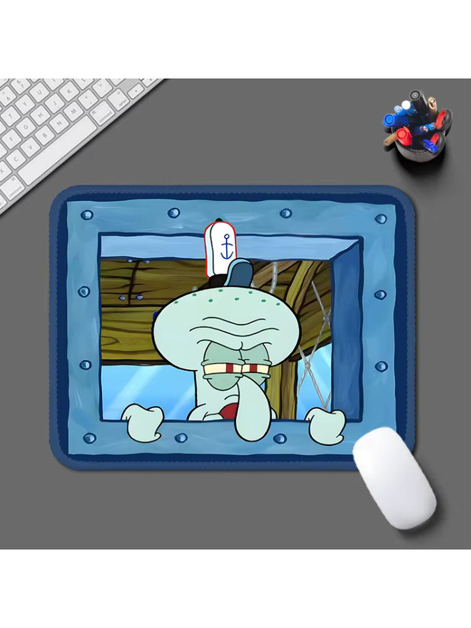 Potdemiel Mauspad mit SpongeBob Schwammkopf, Thaddäus Tentakel und Patrick Star, High Definition Druck, verdickt mit verstärkten Kanten und rutschfester Unterseite - Bild 2