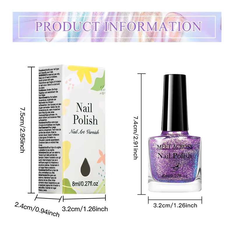 Meet Across Nagellack-Set, 2-teilig, 8 ml, schimmernd, Galaxie-Chrom-holografisch - Bild 6