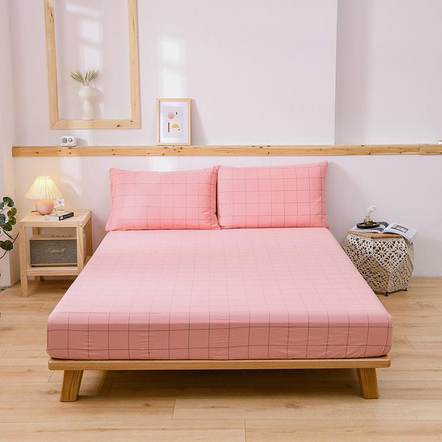 Spannbettlaken aus reiner Baumwolle im Plaid-Stil von Your Warm Home, Farbe Pink/Mehrfarbig, B/T: 90 x 200 cm, Höhe: 15 cm - Bild 1