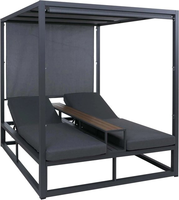 MCW Alu Lounge-Gartenliege P81 Daybed in Dunkelgrau mit 10cm Polster und Sonnenverdeck B/T/H: 196 x 165 x 196 cm - Bild 2