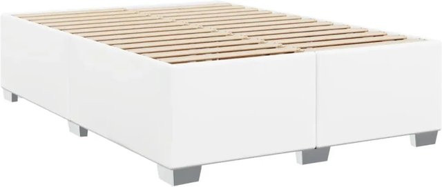 vidaXL Bettgestell aus Kunstleder und Kiefernholz in Weiß, B/T: 140 x 190 cm - Bild 1
