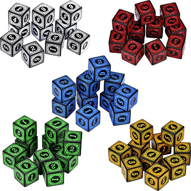 Acryl-Würfelset D6 mit Gravurmuster, 50-teiliges Set, Dungeons and Dragons, mehrfarbig - Bild 1
