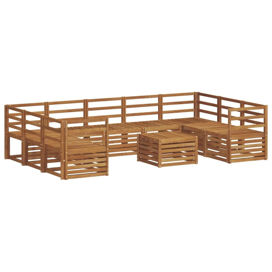vidaXL Gartenmöbel Set 10-teilig aus Massivholz Akazie in Braun, U-Form mit Tisch, Ecksofas und Mittelsofas - Bild 2