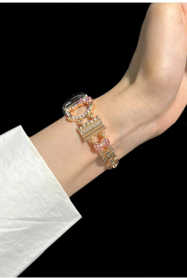 iwujiao Armband für Xiaomi Band 10 9 8, Edelstahl, Gold, Kristall, Damen - Bild 2
