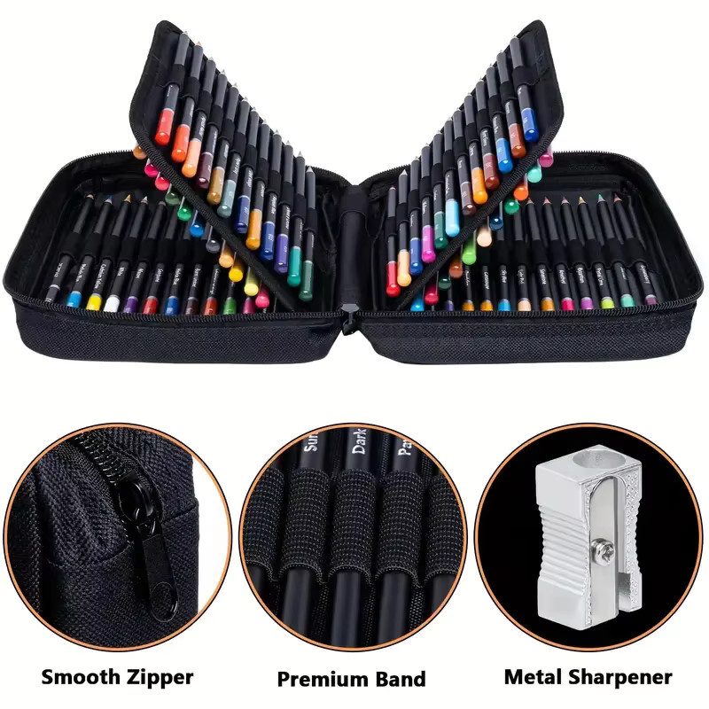 Professionelles Buntstift-Set für Erwachsene mit 72 Farben und weichem Kern zum Zeichnen, Skizzieren und Schattieren in Multicolour - Bild 2