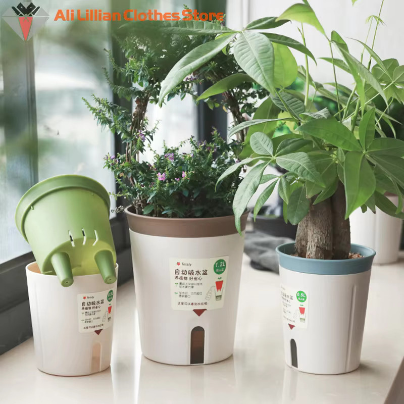 Selbstbewässernder Hydrokultur-Blumentopf aus Kunststoff von WHPHous in Braun und Weiß - Bild 3