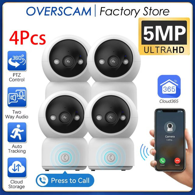 Overscam 5MP IP-Kamera Cloud365 Weiß: Drahtlose WLAN Überwachungs-PTZ-Kamera mit automatischer Verfolgung für Innenräume, CCTV-Sicherheit und Babymonitor - Bild 1