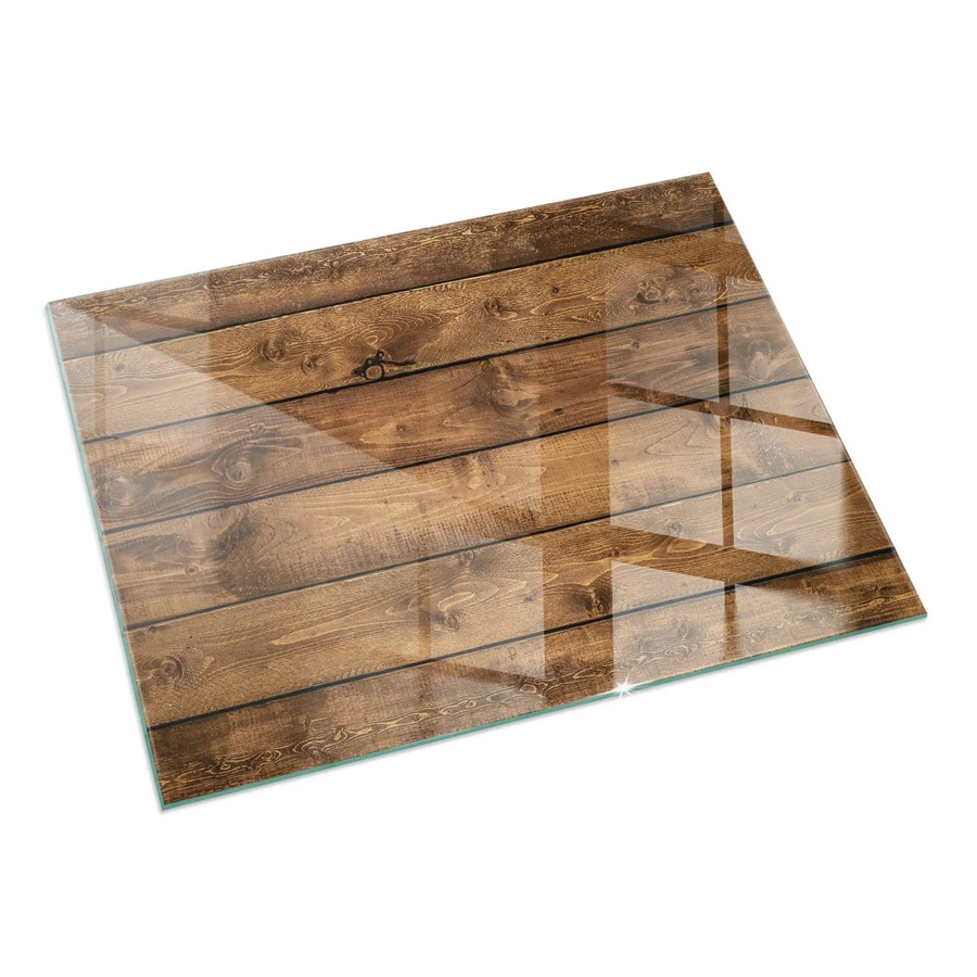 Tulup Glasplatte für Kamin in Braun mit Holzmaserung, B/T: 60 x 40 cm - Bild 2