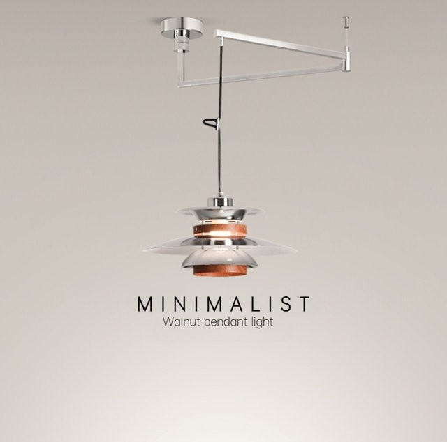 TAONUANSHU Bauhaus Schwenkarmlampe als verstellbare Pendelleuchte aus Metall für das Esszimmer in warmweißem Licht - Bild 1