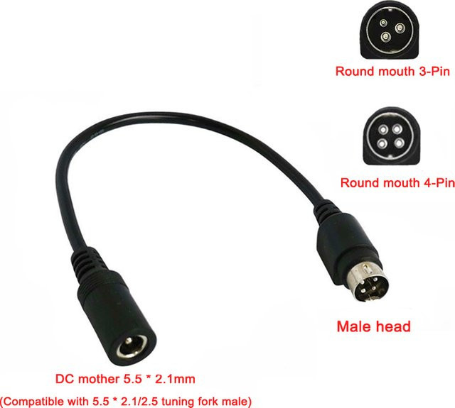 JCD DC-Stromversorgungsadapterkabel Schwarz: 5,5 x 2,1 mm Buchse auf MINI DIN 3-Pin / 4-Pin Stecker für SATO TG-5011-19V-ES TV LCD VCR Anschlusskabel - Bild 1