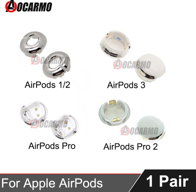 Apple Ersatzteil Bodenabdeckung mit Metallkontaktstück für AirPods 1 2 3 4 Pro und Pro 2 in Silber - Bild 1