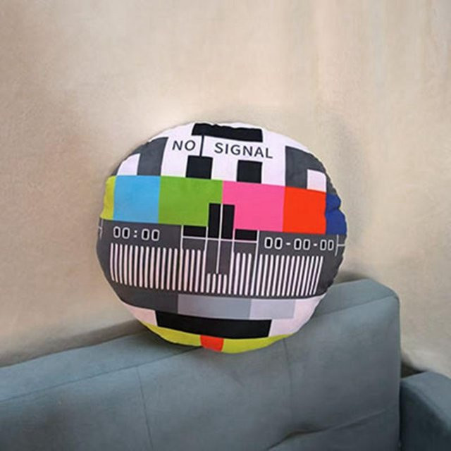 Binchi Fitness Vintage TV Kein Signal Muster Plüschkissen in Multicolour mit doppelseitigem Druck - Bild 1