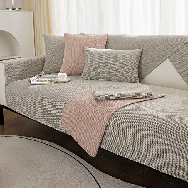 Rutschfester Sofabezug von Your Warm Home aus Baumwolle und Leinen in Beige, Breite: 70 cm, Länge: 150 cm - Bild 1