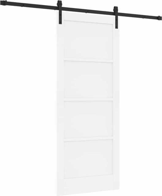 vidaXL Schiebetür aus massivem Kiefernholz in Weiß, modern lackiert, B: 83 cm, H: 202 cm - Bild 1