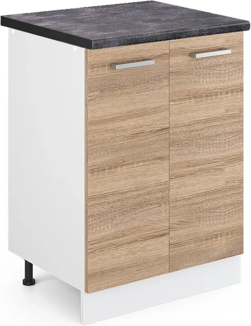 Vicco Küchenunterschrank R-Line Küchenkommode Sonoma Weiß Anthrazit B/T/H: 60 x 60 x 81,6 cm - Bild 1