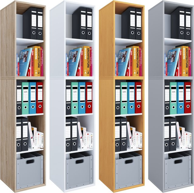 VCM Holzregal Lona I 5f als stehendes Büroregal mit variablen Fachböden, H x B x T: 184 x 35 x 37 cm - Bild 1