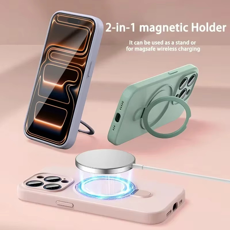 Silikon-Handyhülle mit magnetischer Halterung und Anti-Drop-Schutz für Apple iPhone 17, 16, 15, 14, 13, 12, 11 Pro Max Air in Purple - Bild 3