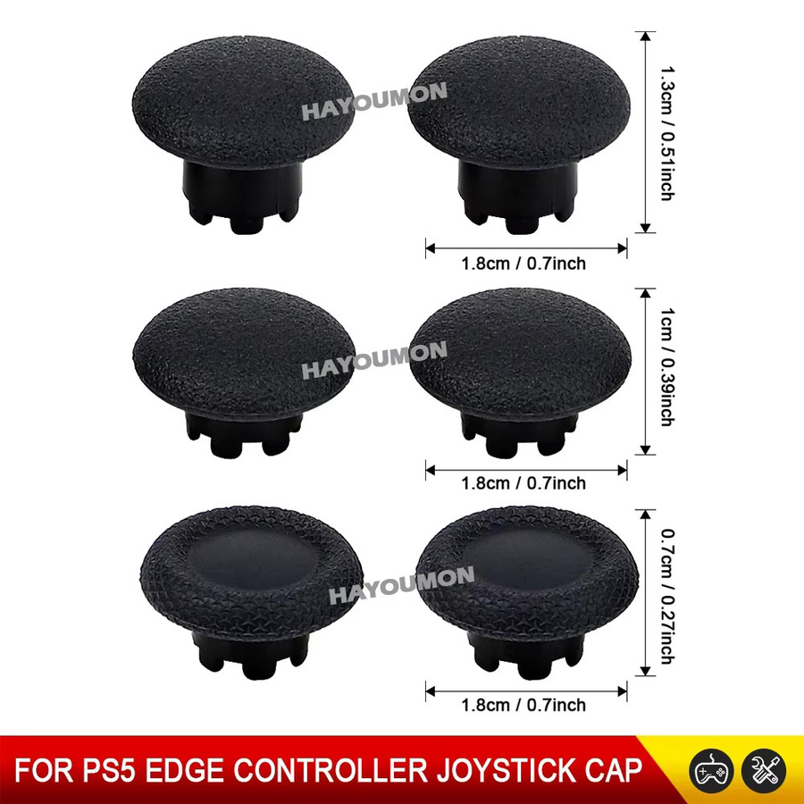 Pogopirate 6-in-1 Ersatz-Analogsticks für PS5 Edge Controller, Schwarze Kunststoff-Joystick-Daumenknöpfe - Bild 6