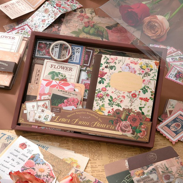 Mr.Paper Vintage Ästhetisches Material Papier-Set mit Pflanzenblumenaufklebern und Washi Tape in Multicolour für DIY Scrapbooking und A6 Notizbücher, 153 Stück - Bild 1