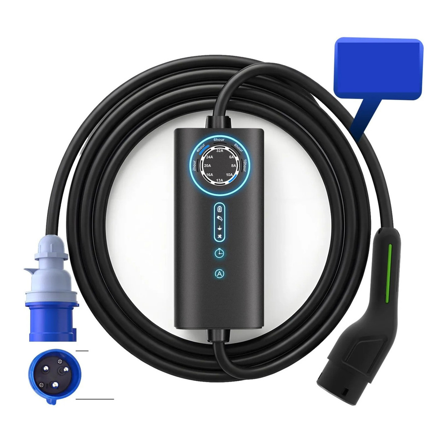 Junsun EV Ladegerät 7kW mit 8m Type 2 Kabel, 1-phasig, 6-32A, Schwarz - Bild 2