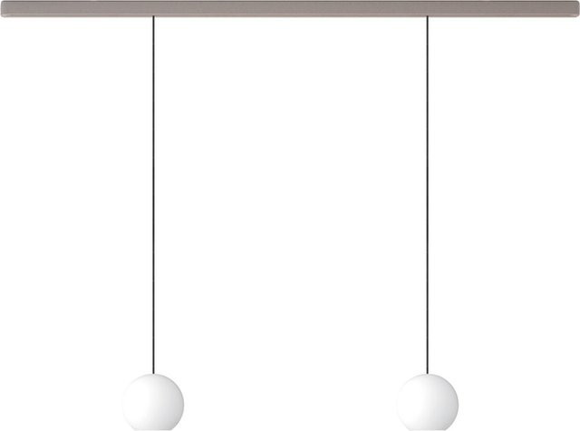 KOMOT KOS Duo L LED-Pendelleuchte mit Schiene, Farbe Nickel matt und Schwarz, mundgeblasenes Opalglas, Tunable White 2200K - 4200K, Länge: 150 cm - Bild 1
