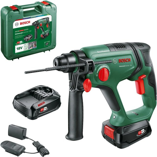Bosch UniversalHammer 18V Akku-Bohrhammer Set mit 2 Akkus und Ladegerät in Grün/Schwarz - Bild 1