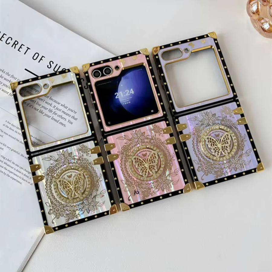 Luxus Aurora Butterfly Handyhülle mit Standfunktion für Samsung Galaxy Z Flip 6 5 4 3 5G in Weiß - Bild 4