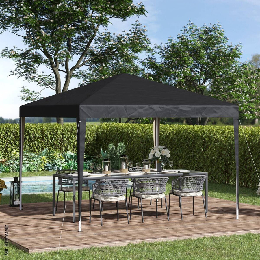 Outsunny Pavillon modern schwarz aus Stahl und Polyester, B/H/L: 295 x 255 x 295 cm - Bild 4