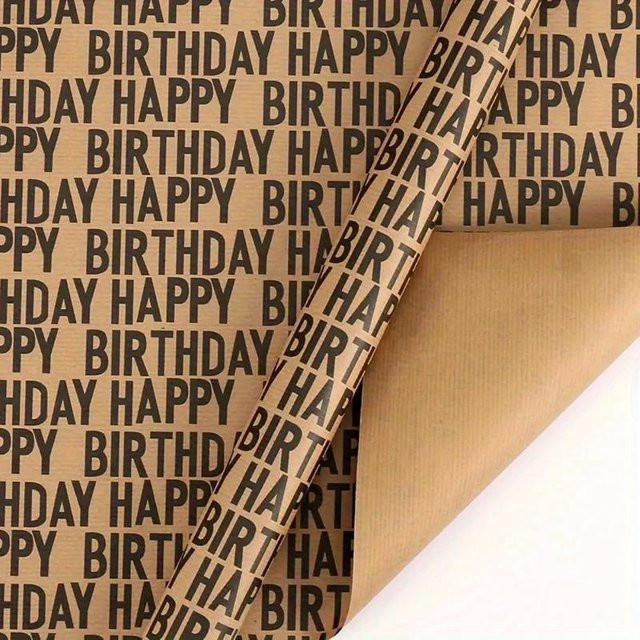 SZ-Damai Kraftpapier Geschenkpapier Happy Birthday in Schwarz, 10 Stück - Bild 1
