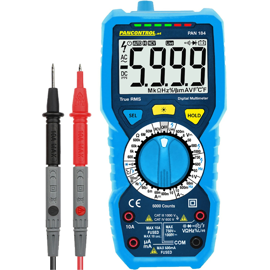 Pancontrol PAN 184 PROFI Digital-Multimeter True RMS 1000 V CAT II Blau - Bild 2