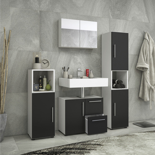 VCM Badmöbel-Set Flandu, 4-teilig, modern, weiß schwarz, B/H/T: 123 x 160 x 32 cm - Bild 2
