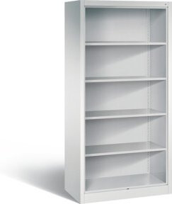 C+P Aktenregal aus Stahl mit Rückwand und verstellbaren Regalböden, 5 Ordnerhöhen, Lichtgrau, H: 195,0 cm, B: 93,0 cm, T: 50,0 cm